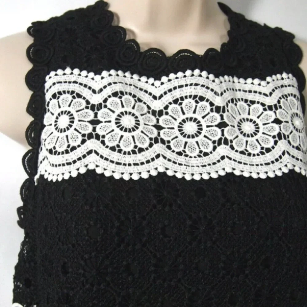 kate spade Black and White Lace Stripe Sleeveless Dress